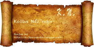 Kolba Nándor névjegykártya